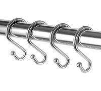 Lot de 12 crochets en forme de S en métal, résistants à la rouille, pour rideaux de douche, ustensiles de cuisine, vêtements, serviettes, etc. (chrome)