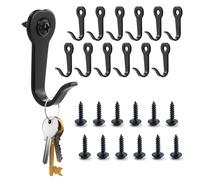 Lot de 12 crochets porte-manteaux noirs - Crochets muraux à visser - En métal vintage - Pour salle de bain, chambre à coucher - Panneaux acoustiques
