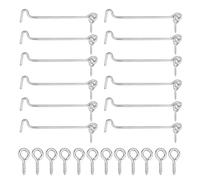 Lot de 12 crochets tempête en acier inoxydable - Petits crochets de fenêtre Helter Locking - Vis résistantes à la corrosion - Avec œillet de porte - Avec 12 vis de fixation - Pour portes et fenêtres