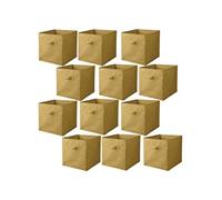 Toilinux - Lot de 12 cubes de rangement pliables en tissus avec poignée - 30x30x30cm - Jaune Ananas - Housebox Jaune G