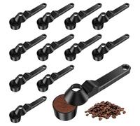 Lot de 12 cuillères à café en plastique ABS de 30 ml, faciles à utiliser, anti-fuite, cuillères à lait en poudre avec œillet de suspension pour la maison, la cuisine et le bureau (noir, 12 pièces)