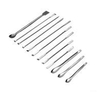 Lot de 12 cuillères de laboratoire en acier inoxydable et spatule de mélange de laboratoire pour échantillonnage, transfert de poudre, pelle à matériaux granulaires, spatule à double extrémité,