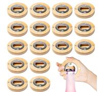 Lot de 12 décapsuleurs en bois - Portable - En bambou - Durable - Personnalisable - En acier inoxydable et bambou - Adsorbable - Cadeaux pour mari, ami, père, grand-père (rond)