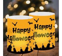 Lot de 12 Decoration Halloween Photophore Bougie Decoration Table Photophore Lanterne Halloween Déco Intérieur Happy Halloween pour Bougies Chauffe-Plat