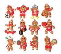 Lot de 12 décorations à suspendre en PVC pour sapin de Noël en forme de bonhomme en pain pour décoration de sapin festif et accents de fête à thème amusants (E)