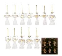 Lot de 12 décorations d'ange en verre pour sapin de Noël, figurines d'ange à suspendre en cristal, mini pendentifs anges en cristal pour décoration d'église chrétienne