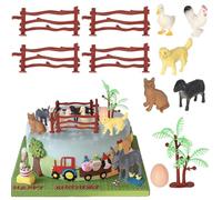 Lot de 12 décorations de gâteau d'animaux de la ferme - Microcosme réaliste - Poules, canards, chiens et chats - Thème animal de la ferme - Thème animal - Douche - Enfants - Anniversaire - Décoration
