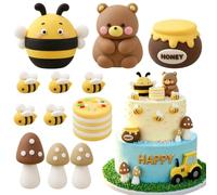 Lot de 12 décorations de gâteau en forme d'abeille et d'ours