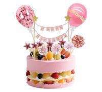 Lot de 12 décorations de gâteau en or rose - Décoration de gâteau Happy Birthday avec décoration de gâteau, éventails en papier à paillettes et confettis - Idéal pour les anniversaires de filles, les