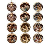 Lot de 12 décorations de Noël à Suspendre - Boule de Noël « Jésus né » - Figurine Religieuse - Pendentif pour décoration extérieure, fête, Cour - Décoration de Sapin de Noël
