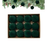 Lot de 12 décorations de Noël, boules floquées, décorations de sapin de Noël, vacances, mariage, hiver, événement, maison, accessoires de fête, décoration d'arbre floquée de 3,1 pouces avec nom