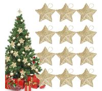 Lot de 12 décorations de Noël dorées à paillettes - Décoration de sapin de Noël - Décoration de sapin de Noël - Décoration de sapin de Noël pour cheminée, décoration de table