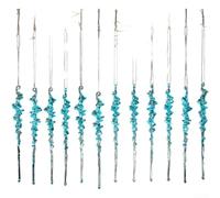 Lot de 12 décorations de Noël en acrylique transparent à suspendre en forme de stalactites artificielles - Décoration de Noël festive pour les vacances - Utilisation en intérieur - Bleu et rose (bleu)