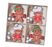 Lot de 12 décorations de Noël en bois à 4 panneaux en forme d'homme charmant pour sapin et cheminée