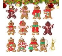 Lot de 12 décorations de Noël en forme de pain d'épices | Figurines en pain d'épices pour maison, dîner, école, café, église, centre commercial, mariage, anniversaire, hiver B