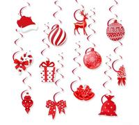 Lot de 12 décorations de Noël en papier à suspendre - Cloches rouges et
