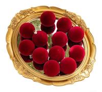 Lot de 12 décorations de Noël en plastique avec revêtement floqué en velours, style contemporain pour décoration de sapin de Noël (6 cm, rouge vin)