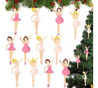 Lot de 12 décorations de Noël en résine à suspendre pour sapin de Noël, danseuse de ballet - Cadeau pour Noël - Décoration de fête de Noël