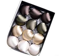 Lot de 12 décorations de Noël en velours brillant avec boules de 8 cm de diamètre pour décoration de sapin de Noël et présentation saisonnière (tons marron)