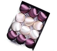 Lot de 12 décorations de Noël en velours brillant avec boules de 8 cm de diamètre pour décoration de sapin de Noël et présentation saisonnière (système tricolore)