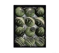 Lot de 12 décorations de Noël en velours floqué avec clips métalliques pour une fixation facile et décoration de vacances classique (vert olive)