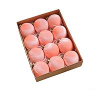 Lot de 12 décorations de Noël en velours pour décoration de sapin, 8 cm, boules en velours doux avec style, pour décoration d'arbre de vacances, livrées dans une boîte de présentation (C)