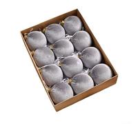 Lot de 12 décorations de Noël en velours pour décoration de sapin, 8 cm, boules en velours doux avec style, pour décoration d'arbre de vacances, livrées dans une boîte de présentation (H)