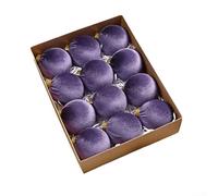 Lot de 12 décorations de Noël en velours pour décoration de sapin, 8 cm, boules en velours doux avec style, pour décoration d'arbre de vacances, livrées dans une boîte de présentation (M)