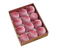 Lot de 12 décorations de Noël en velours pour décoration de sapin, 8 cm, boules en velours doux avec style, pour décoration d'arbre de vacances, livrées dans une boîte de présentation (N)