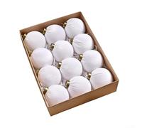 Lot de 12 décorations de Noël en velours pour décoration de sapin, 8 cm, boules en velours doux avec style, pour décoration d'arbre de vacances, livrées dans une boîte de présentation (A)