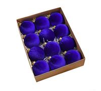 Lot de 12 décorations de Noël en velours pour décoration de sapin, 8 cm, boules en velours doux avec style, pour décoration d'arbre de vacances, livrées dans une boîte de présentation (B)