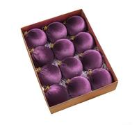 Lot de 12 décorations de Noël en velours pour décoration de sapin, 8 cm, boules en velours doux avec style, pour décoration d'arbre de vacances, livrées dans une boîte de présentation (K)