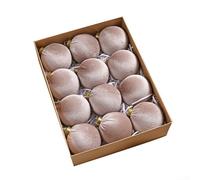 Lot de 12 décorations de Noël en velours pour décoration de sapin, 8 cm, boules en velours doux avec style, pour décoration d'arbre de vacances, livrées dans une boîte de présentation (P)