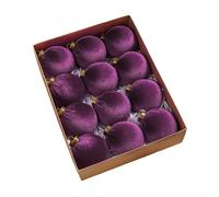 Lot de 12 décorations de Noël en velours pour décoration de sapin, boules en velours doux de 8 cm avec style, pour décoration d'arbre de vacances, livrées dans une boîte de présentation (I)