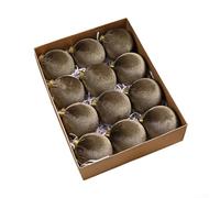 Lot de 12 décorations de Noël en velours pour décoration de sapin, boules en velours doux de 8 cm avec style, pour décoration d'arbre de vacances, livrées dans une boîte de présentation (Q)