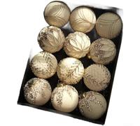 Lot de 12 décorations de Noël floquées - Formes non traditionnelles - Style européen - Plastique doux texturé - Vin rouge laiteux blanc chaud - Pour décoration de maison et de vacances (crème)
