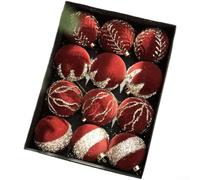 Lot de 12 décorations de Noël floquées - Formes non traditionnelles - Style européen - Plastique doux texturé - Vin rouge laiteux blanc chaud - Pour décoration de maison et de vacances (Maillard)