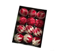 Lot de 12 décorations de Noël floquées pour arbres - Formes non traditionnelles - Design européen - Matériau plastique - Vin rouge laiteux blanc chaud - Texture en peluche douce, légère et élégante