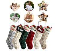 Lot de 12 décorations de Noël personnalisées - 6 bas personnalisés et 6 décorations photo pour la famille, décoration de cheminée et cadeaux de vacances