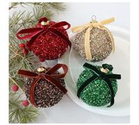 Lot de 12 décorations de sapin de Noël avec boules en plastique de 8 cm avec nœud rouge, vert, doré, marron, pour décoration de sapin d'intérieur, style minimaliste moderne (G)