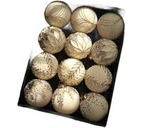 Lot de 12 décorations de sapin de Noël avec peluche floquée et formes créatives non traditionnelles pour décoration d'intérieur festive (crème)