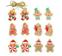 Lot de 12 décorations de sapin de Noël en forme de pain en PVC souple à suspendre pour sapin de vacances, décoration festive et accents saisonniers joyeux (A)