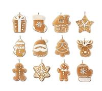 Lot de 12 décorations de sapin de Noël en forme de pan et bonhomme de neige | Pendentifs de Noël d'intérieur pour guirlande, clôture, fenêtre, poignée d'armoire, porche, jardin