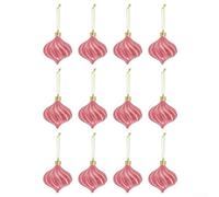 Lot de 12 décorations de sapin de Noël en peluche style oignon pour décoration saisonnière de maison et d'entreprise (rose)