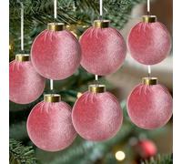 Lot de 12 décorations de sapin de Noël en velours avec structure incassable - Boules de décoration de vacances pour arbre d'intérieur et événements - 7,6 cm, 38,1 cm de diamètre (rose)