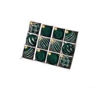 Lot de 12 décorations de sapin de Noël en velours creux - Pendentifs à suspendre en plastique pour sapin de vacances et décorations d'intérieur et d'extérieur (vert)