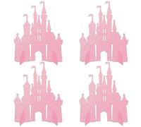 Lot de 12 décorations de table en forme de château à paillettes en forme de nid d'abeille pour princesse, château, fête prénatale, mariage, anniversaire, fête, décoration de table rose clair