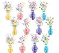Lot de 12 décorations de table en nid d'abeille pour tables d'anniversaire, fête prénatale, mariage, printemps, fête des mères, remise de diplôme, fête de jardin