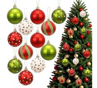 Lot de 12 décorations de vacances en plastique rayé avec boucle en métal pour un placement facile sur les arbres de Noël à l'intérieur (B)