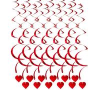 Lot de 12 décorations en forme de cœur à suspendre pour la Saint Valentin, un anniversaire, un mariage, une fête célibataire, un anniversaire de mariage, un anniversaire de mariage - Rouge